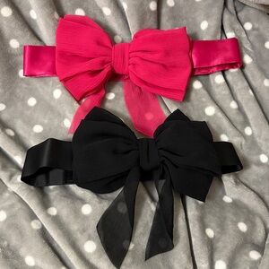 H&M SET OF 2 Black&Fushcia chiffon bow with satin elasticized belt-Size S/M NWOT